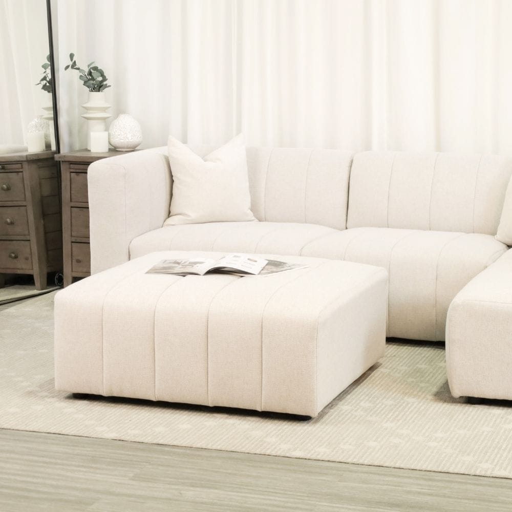 Lauriston Sectional Couch and Ottoman Knit Cream