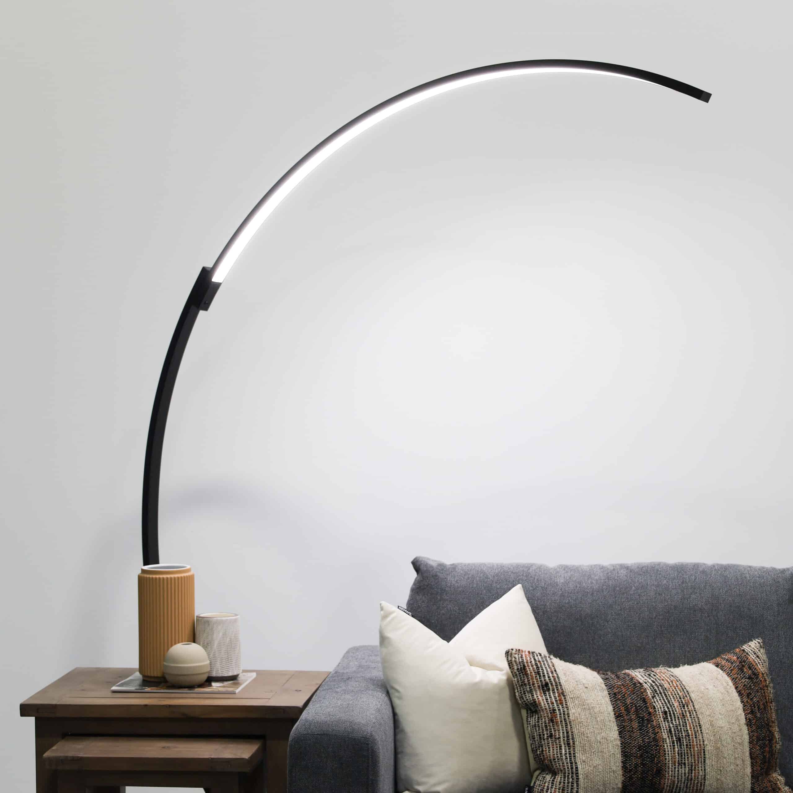 Crescent Dimmable Arc Floor Lamp - Black