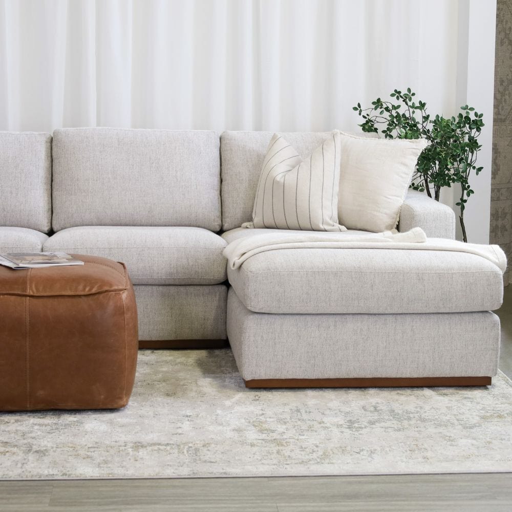 Living Room Design with Tulum Sectional Couch in Tweed Cobblestone