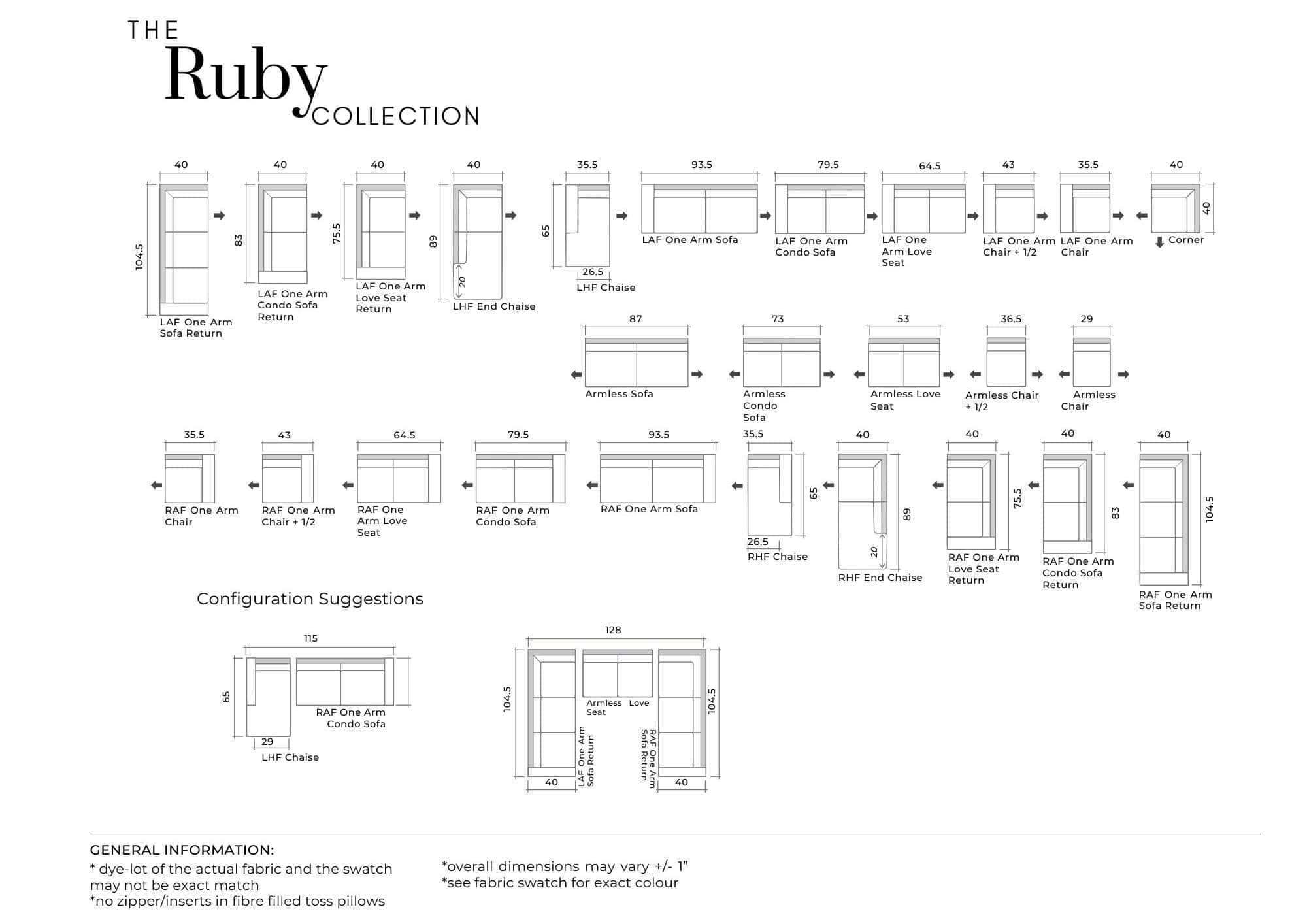 Ruby Custom Canadian Made Sofa General Information