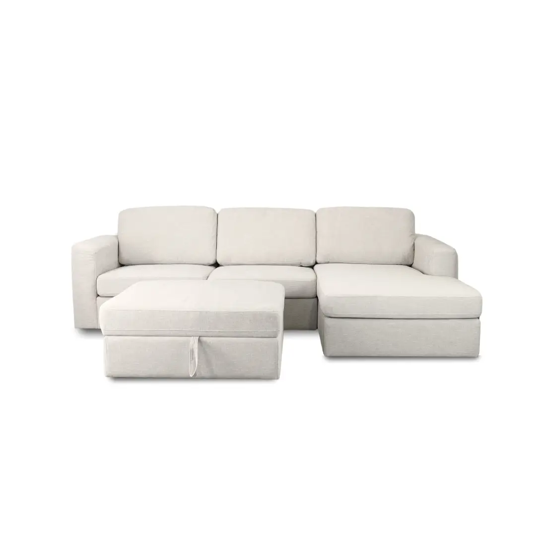 Taran Sectional + Storage Ottoman Jellybean - Savvas Beige (5)