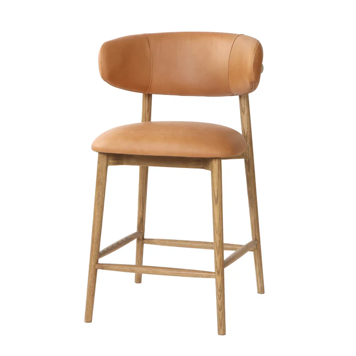 Milo Counter Stool - Hazelnut Brown Leather