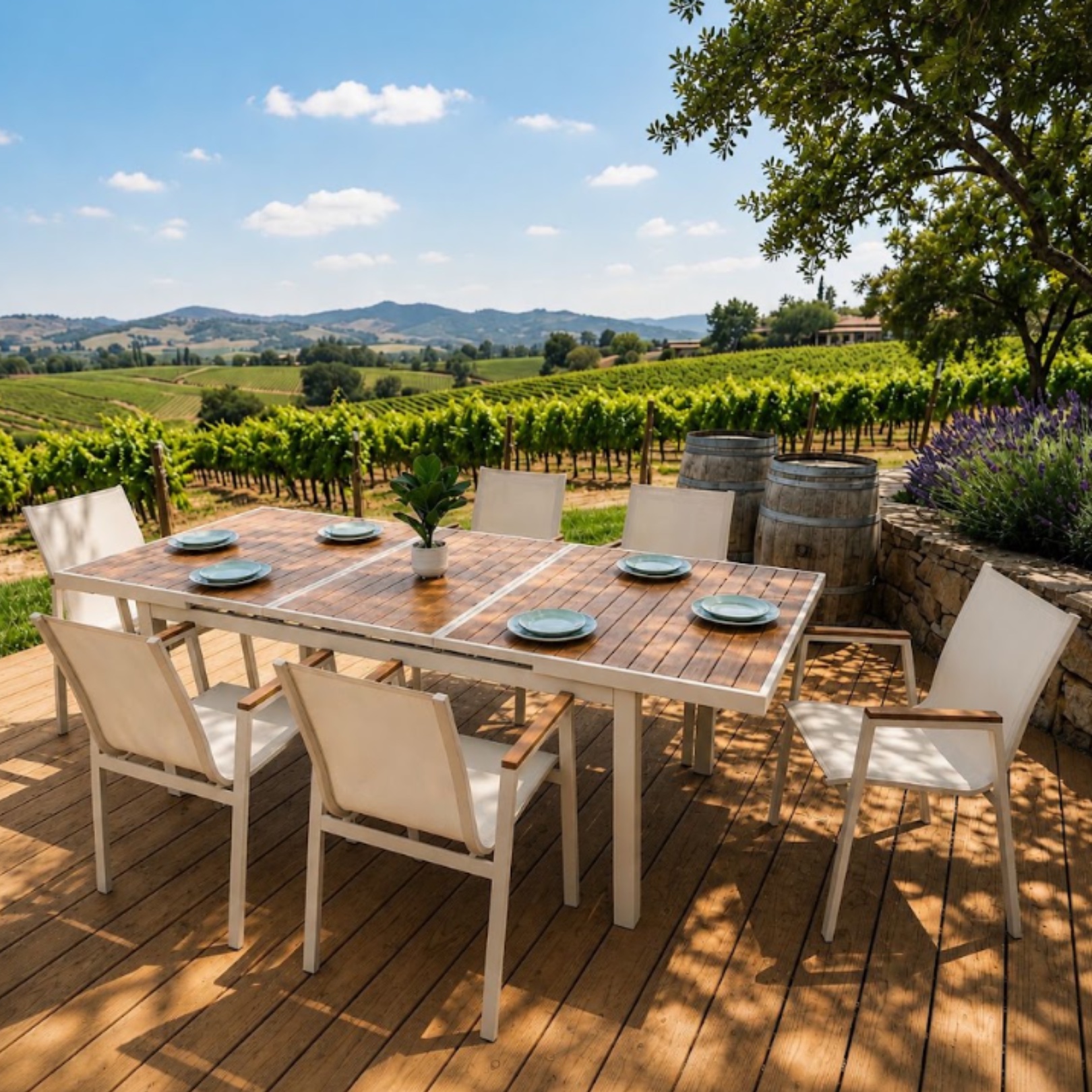 The Coastal Cream Patio Extension Dining Set - 6 Person